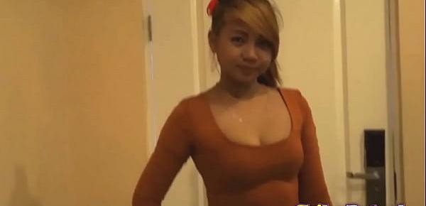  Asian Sex Diary! - Pinay bargirl with hairy pussy is taken off the street for se